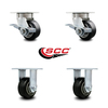 Service Caster 4 Inch Kingpinless Rubber on Aluminum Wheel Caster Brakes 2 Rigid SCC, 2PK SCC-KP30S420-RAR-SLB-2-R-2